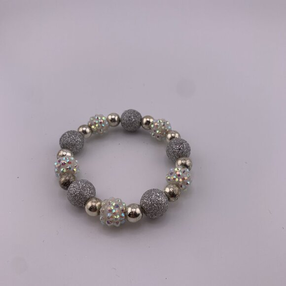 Shimmering Silver & Iridescent Beaded Bracelet - Picture 4 of 8